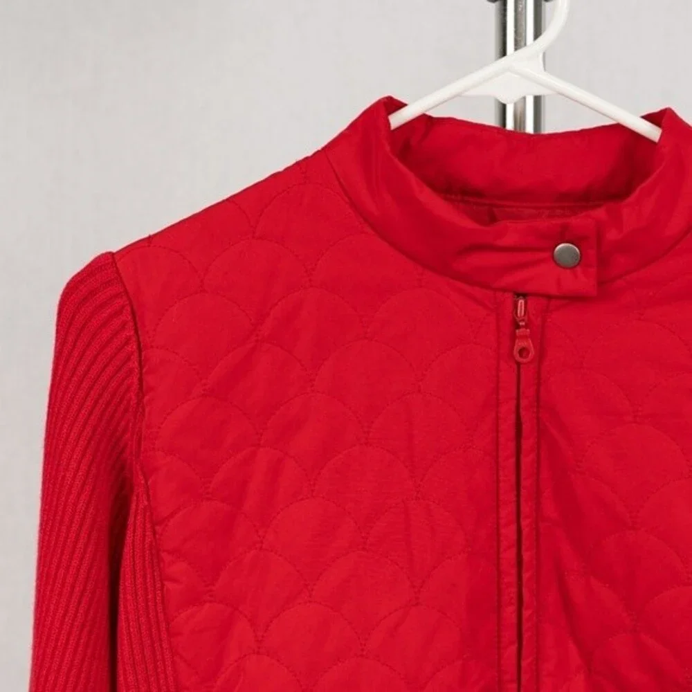 Sigrid Olsen quilted red jacket size S